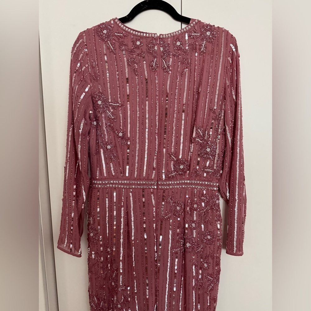 NWT Mac Duggal Rose Pink Long Sleeve Embellished Dress size 8 - Picture 7 of 8